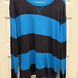 Mens long sleeve thermal rugby stripe shirt Size XXL